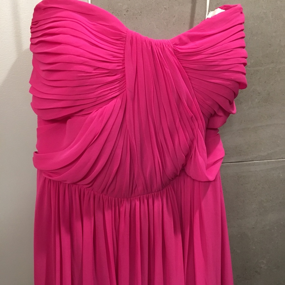 Strapless Ruched Fuchsia Bridesmaid Dress